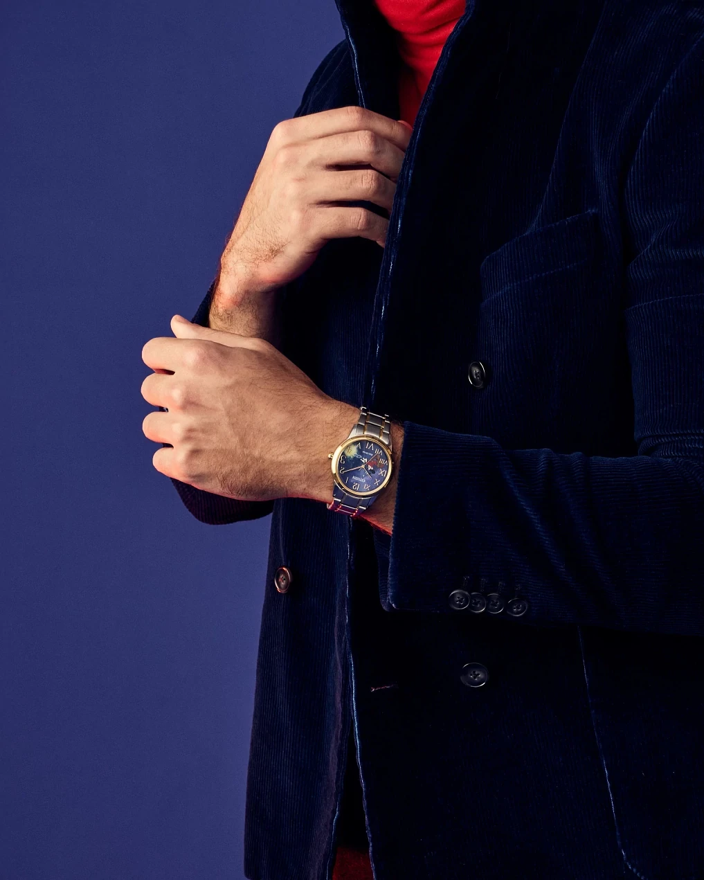 Sorcerer's Apprentice Mickey Blue Dial Stainless Steel Bracelet